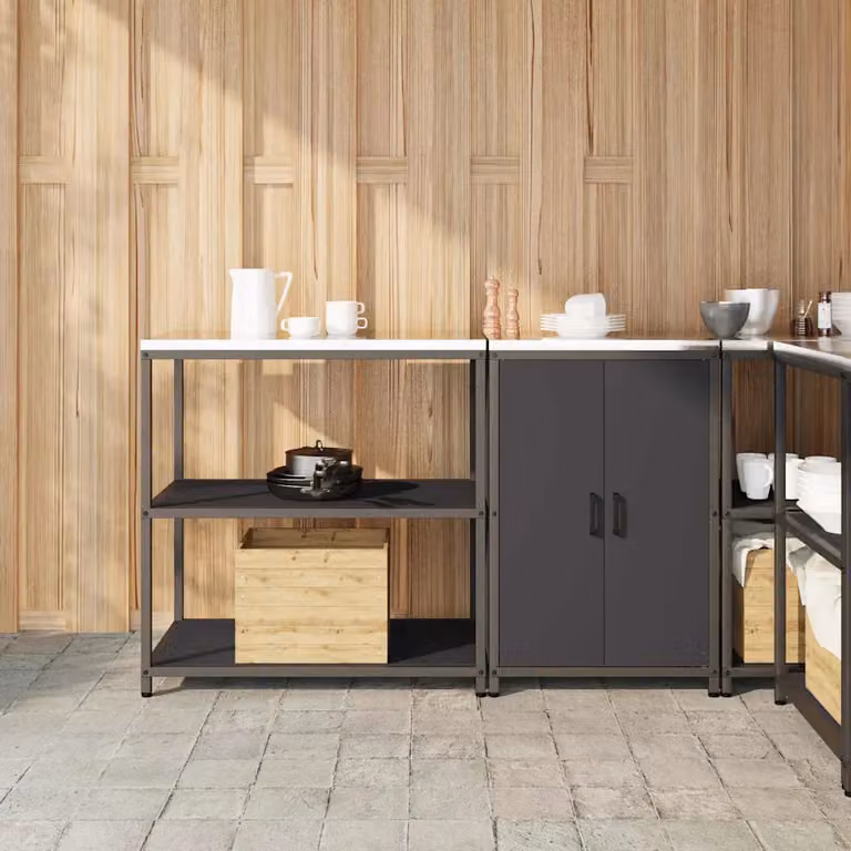 vidaXL Set di stoccaggio per cucina HATTEM 2 pezzi Nero opaco in metallo