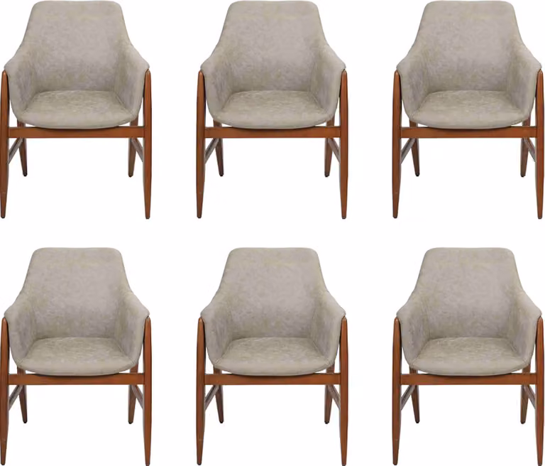 Modern Grau Stuhl Esszimmerstuhl 6x Stühle Küchenstuhl Lehnstuhl Holz Stoff