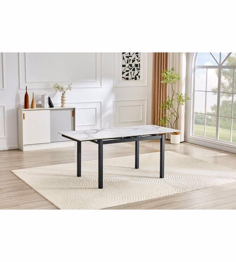 Tavolo allungabile Zenith Bianco effetto marmo 120/180x80x75 cm