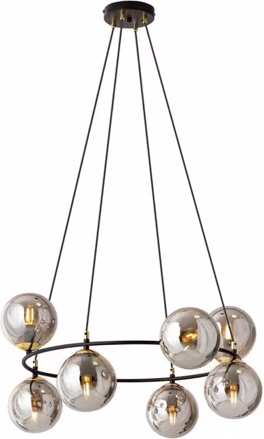 Lampadario Minimal Tsukiyomi Acciaio Nero Oro Grigio 7 Luci E14
