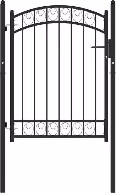 Cancello per recinzione EMMEN con parte superiore ad arco in acciaio 100x98,5 cm Nero CFW5914365