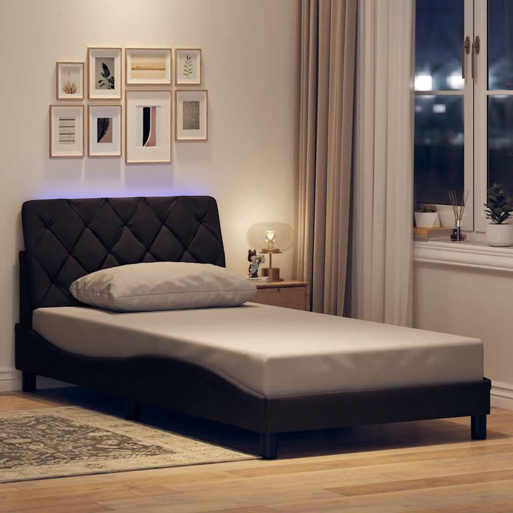 vidaXL Giroletto in Velluto Marrone con LED e Porta USB, L/P: 100 x 200 cm