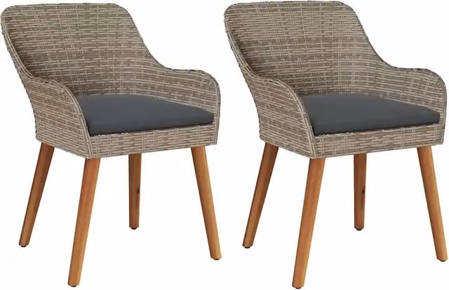 Sedia da Giardino 2 pz | Sedie da Esterno Nero 62,5 x 55 x 82 cm polyrattan