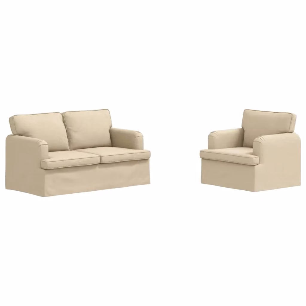 Set di 2 divani moderni vidaXL in tessuto beige con struttura in metallo e cuscini inclusi – 2