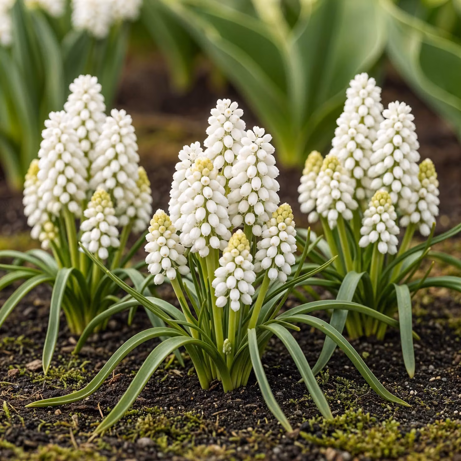 Bulbi di fiori Exotenherz - Giacinto d'uva Muscari White Magic (50 pezzi) Diametro 6-7cm