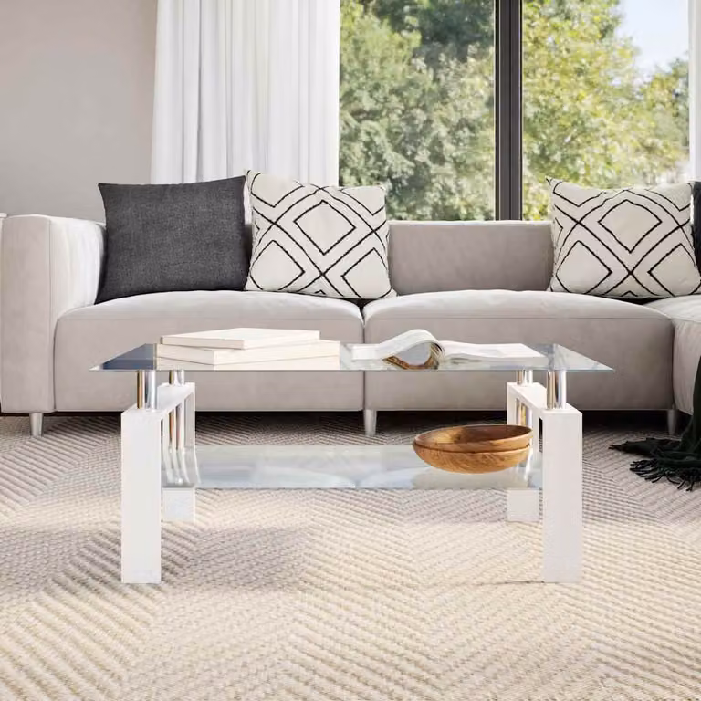 Maison Exclusive - Tavolino trasparente bianco, 95x55x40 cm, vetro temperato