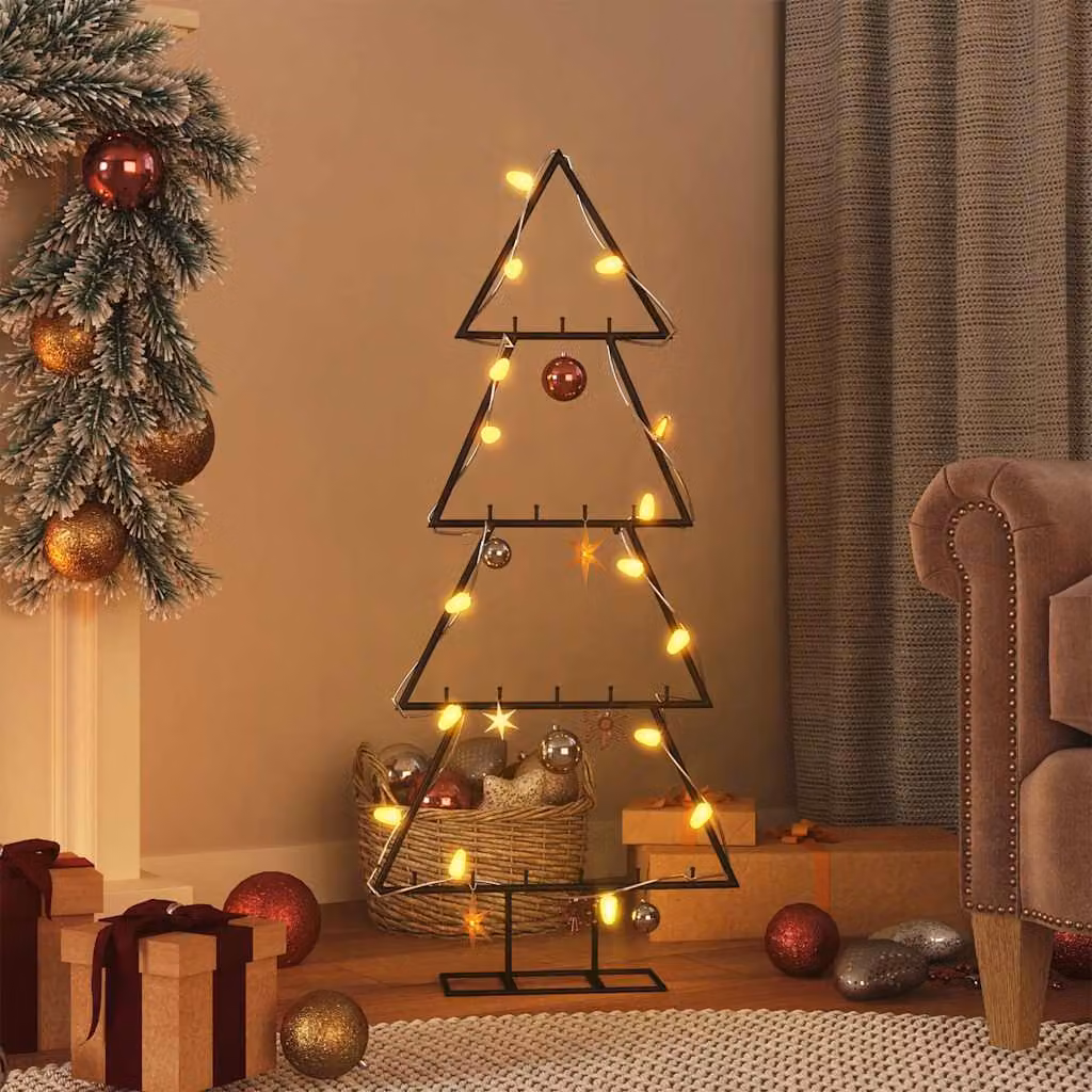 Albero di Natale decorativo moderno vidaXL in metallo nero, Altezza: 125 cm