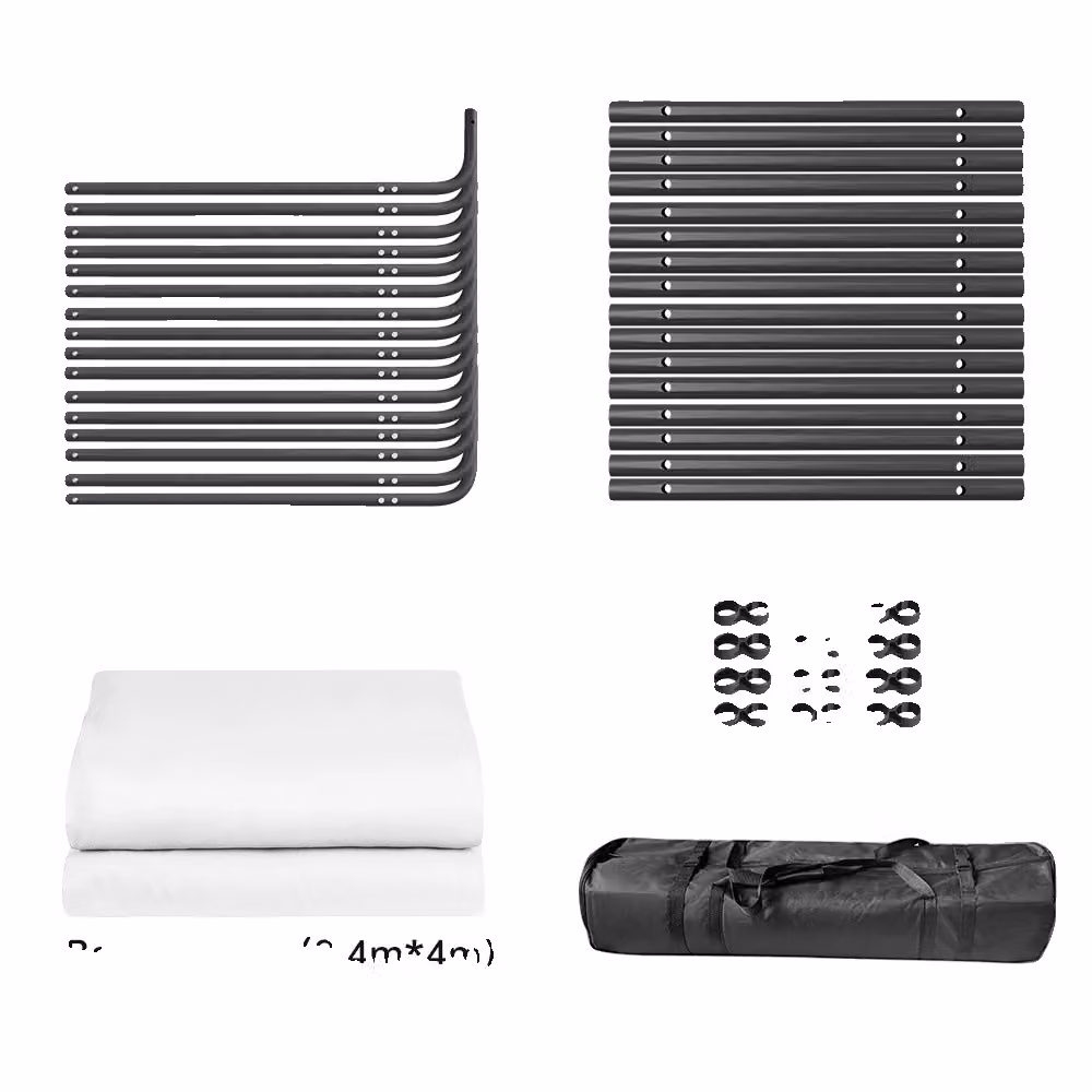 Supporto per sfondi fotografici, sfondi da 2,4 m x 4 m, inclusa borsa per il trasporto, kit bianco