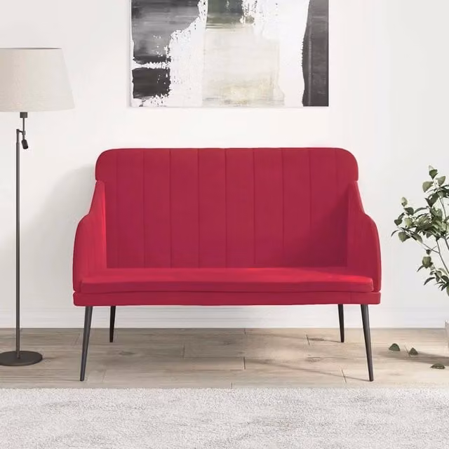 Panca moderna in velluto rosso vidaXL L: 110 cm, P: 40 cm, H: 76 cm – 1