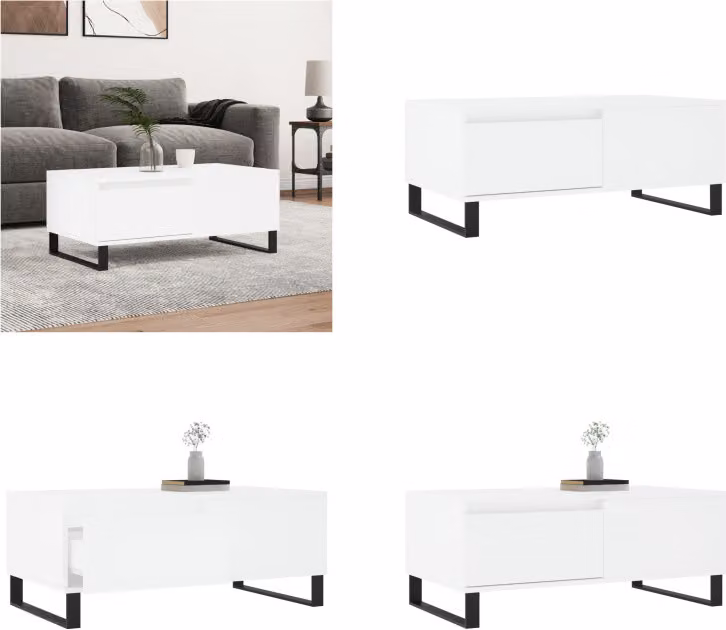 vidaXL Tavolino bianco 90x50x36,5 cm in legno - Tavolino - Tavoli da caffè - Tavolino - Tavolo da divano