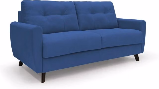 Divano letto matrimoniale Callisto Divani.Store in tessuto blu con struttura in legno e coperture rimovibili, Larghezza: 208 cm