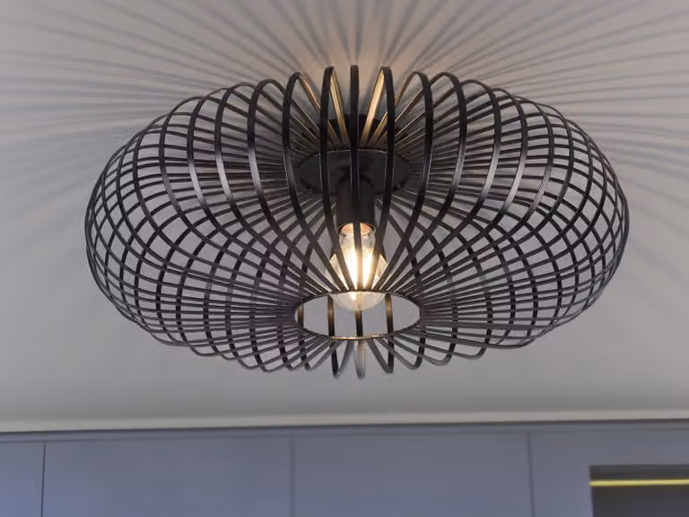 Plafoniera a LED con paralume a griglia in metallo nero, Ø 50 cm, lampade per scale
