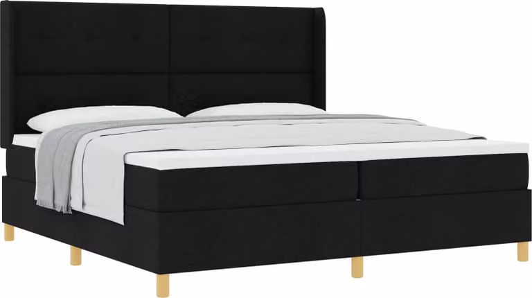 Letto a molle con materasso nero 200 x 200 cm in tessuto
