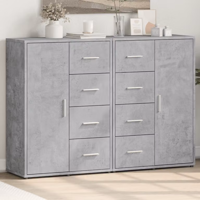 Set di 2 credenze moderne vidaXL in legno multistrato grigio, L 60 cm x P 31 cm x H 84 cm