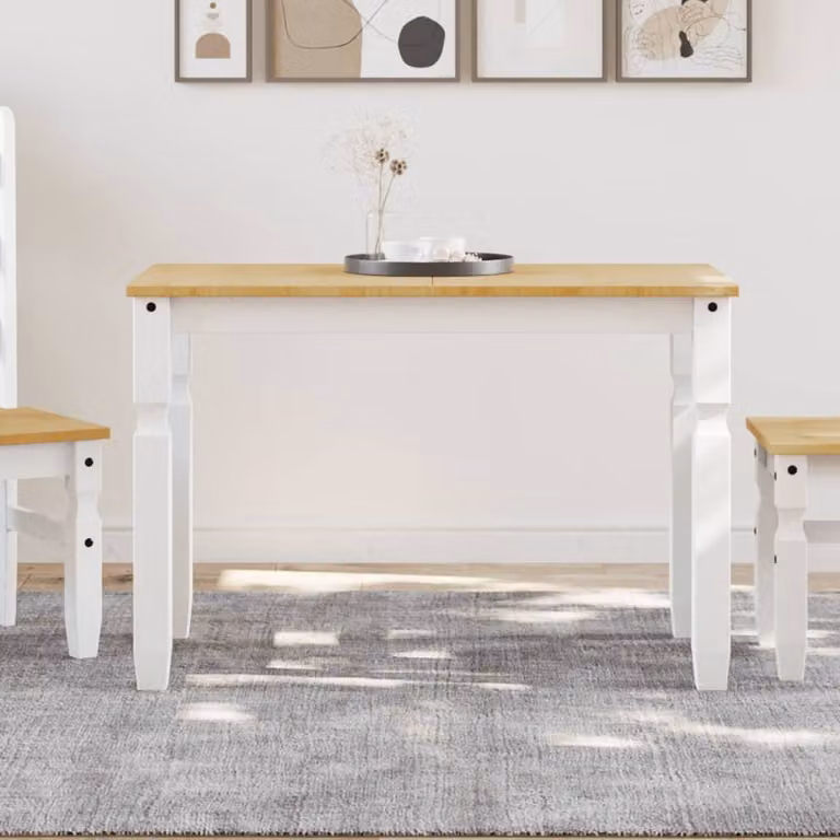 Maison Exclusive - Tavolo da pranzo , bianco, 112x60x75 cm, in legno massello di pino