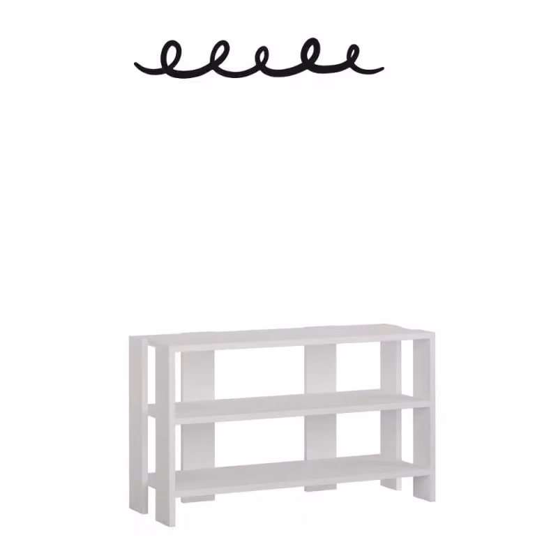 Scarpiera da ingresso Effezeta Italia con appendiabiti, design moderno, colore bianco e nero, L: 84 cm, H: 43 cm, P: 32 cm – 2