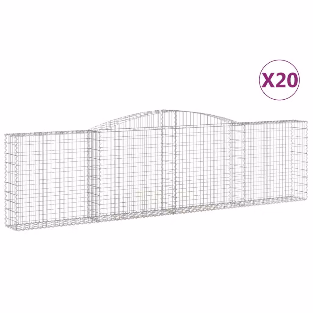 Cesti Gabbioni ad Arco 20 pz 400x30x100/120 cm Ferro Zincato
