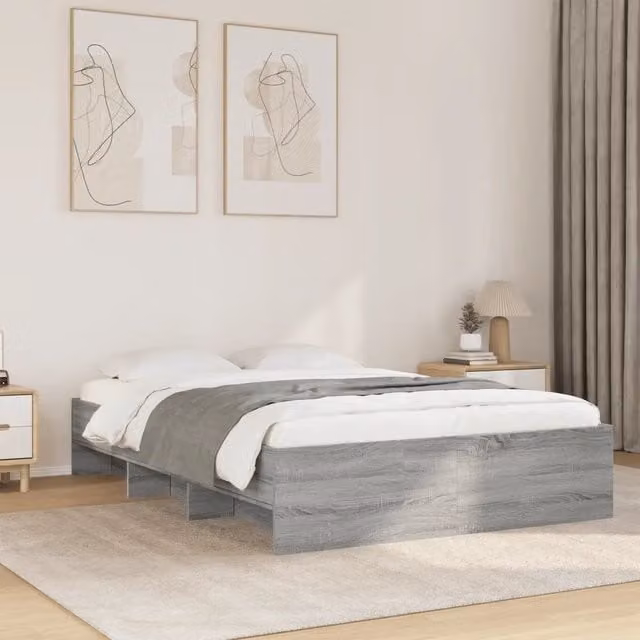 Letto con contenitore Sonoma grigio vidaXL L/P: 140 x 190 cm