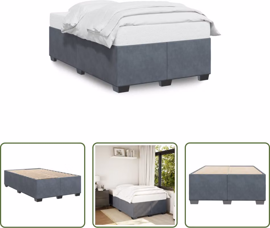 The Living Store Struttura letto grigio scuro 120x190 cm in velluto