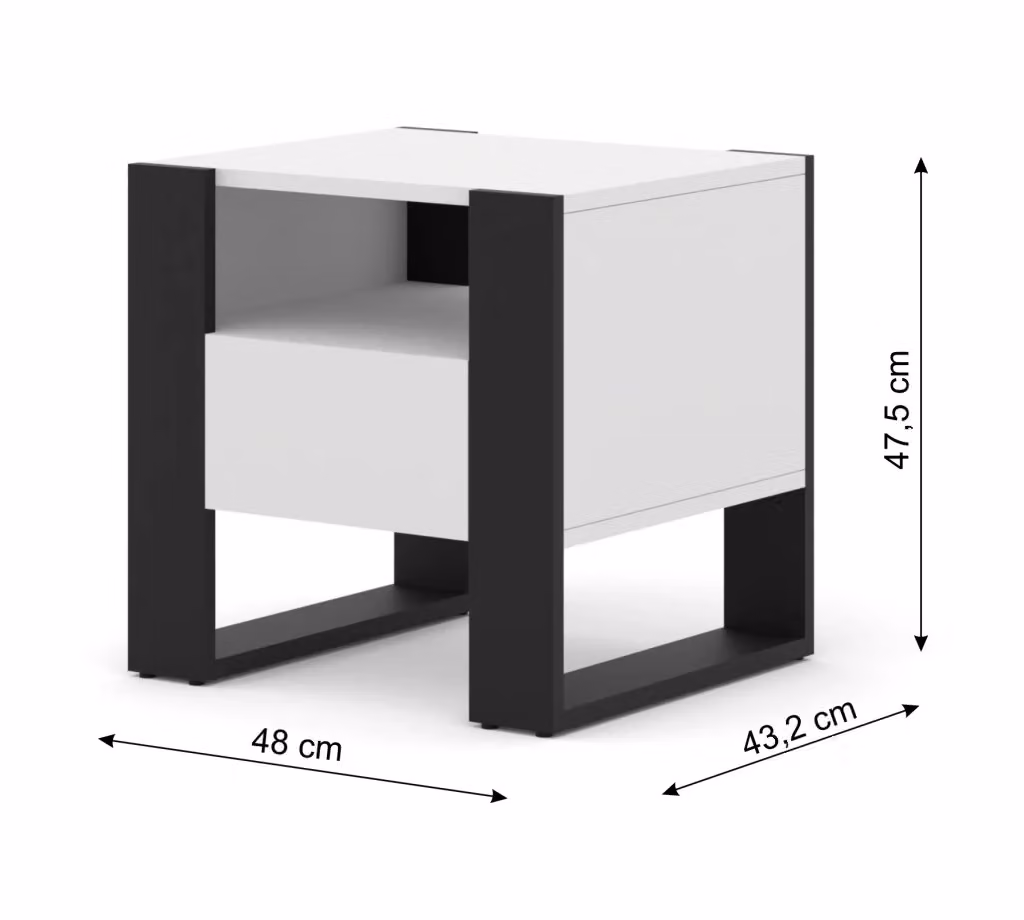 Comodino e tavolino da camera moderno MONDI bianco opaco L: 48 cm, P: 47.5 cm, H: 40 cm – 2