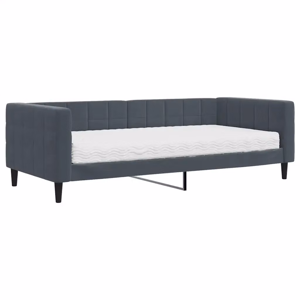 Divano Letto Moderno vidaXL in Velluto Grigio con Materasso – 2
