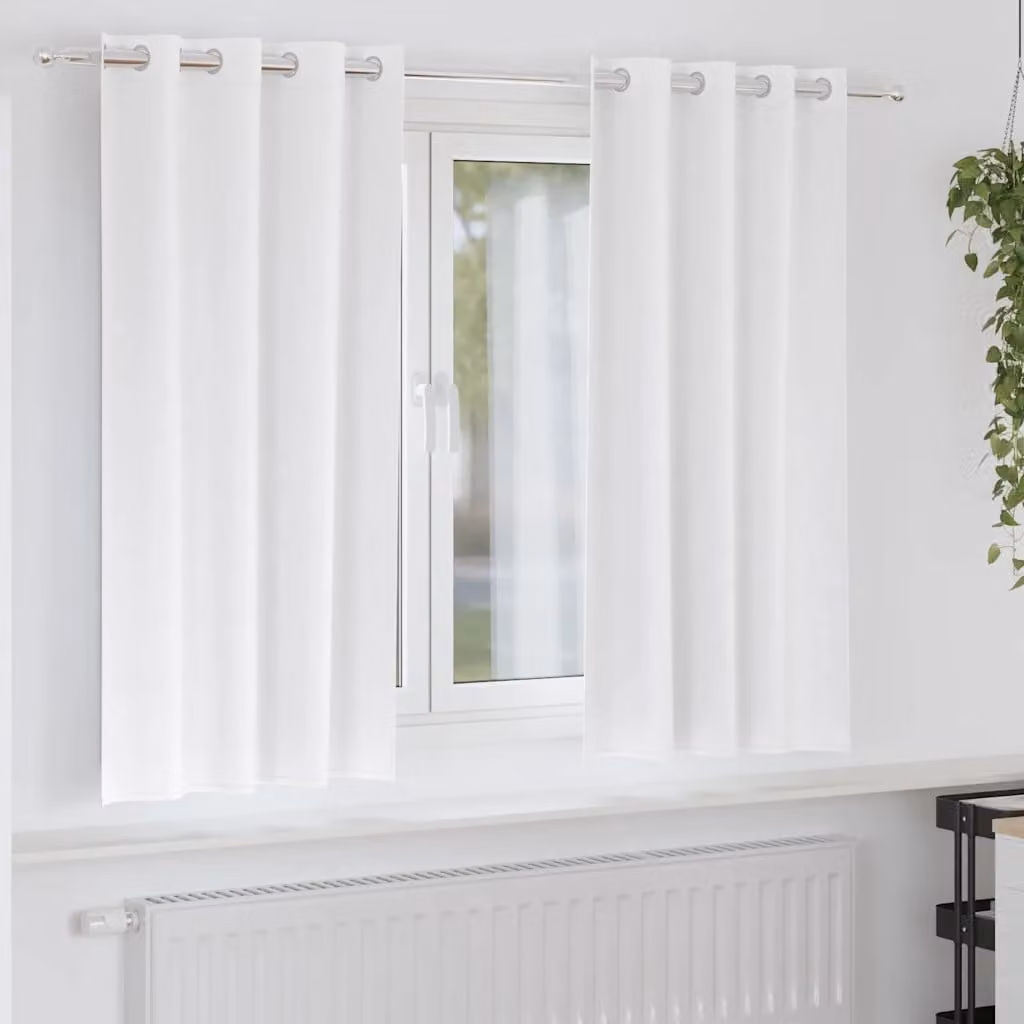 Set di 2 tende blackout vidaXL con anelli in poliestere, colore bianco, L: 175 cm x H: 140 cm
