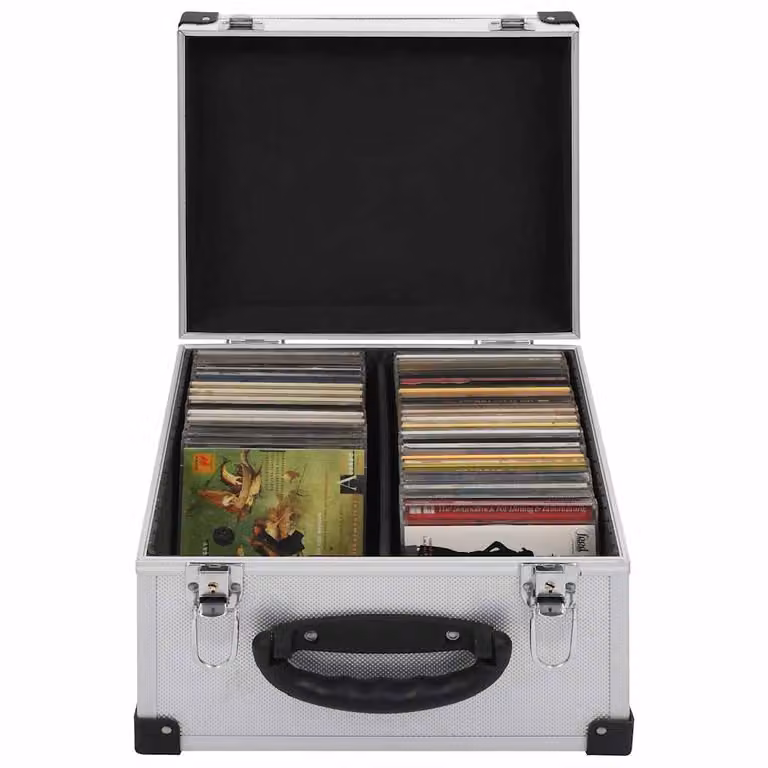 Custodia per 40 CD in Alluminio ABS vidaXL Argento