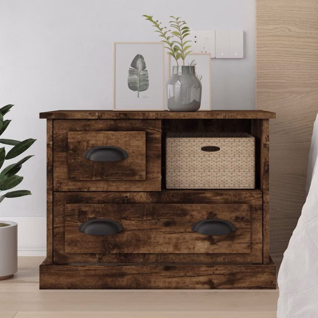 Comodino moderno vidaXL in rovere fumo L: 60 cm, P: 39 cm, H: 45 cm