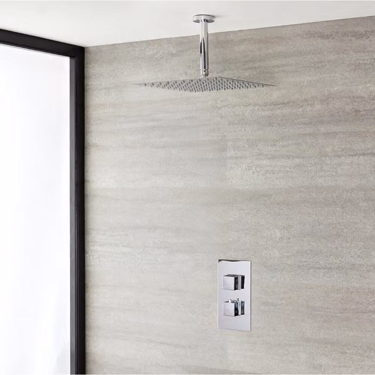 Doccia Termostatica con Miscelatore e Soffione da Soffitto - Kubix