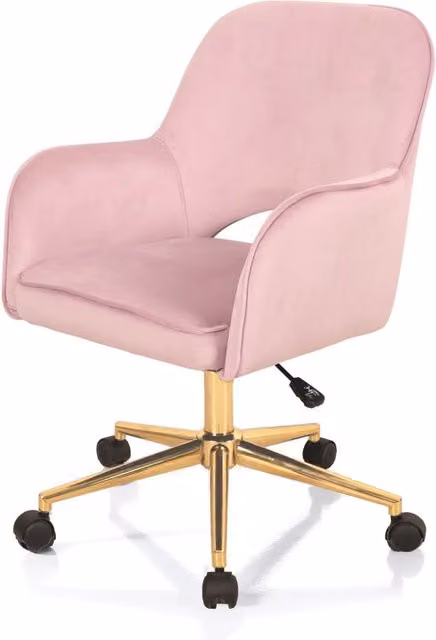 Poltrona da ufficio in tessuto velluto rosa cm H.80/88 x L.57 x P.58