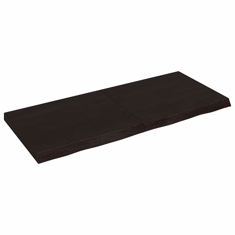 Ripiano a parete vidaXL in rovere massello trattato, colore marrone, L: 140 cm, P: 60 cm, H: 2-6 cm