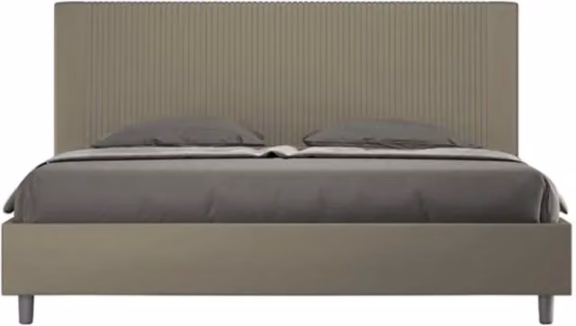Letto matrimoniale king size con rete imbottito 180x200 similpelle cappuccino Goya