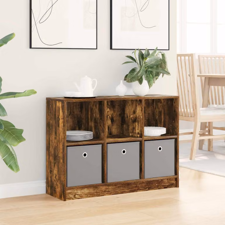 Credenza vidaXL in rovere fumé marrone con finitura opaca L 88,5 x P 27,5 x H 63,5 cm