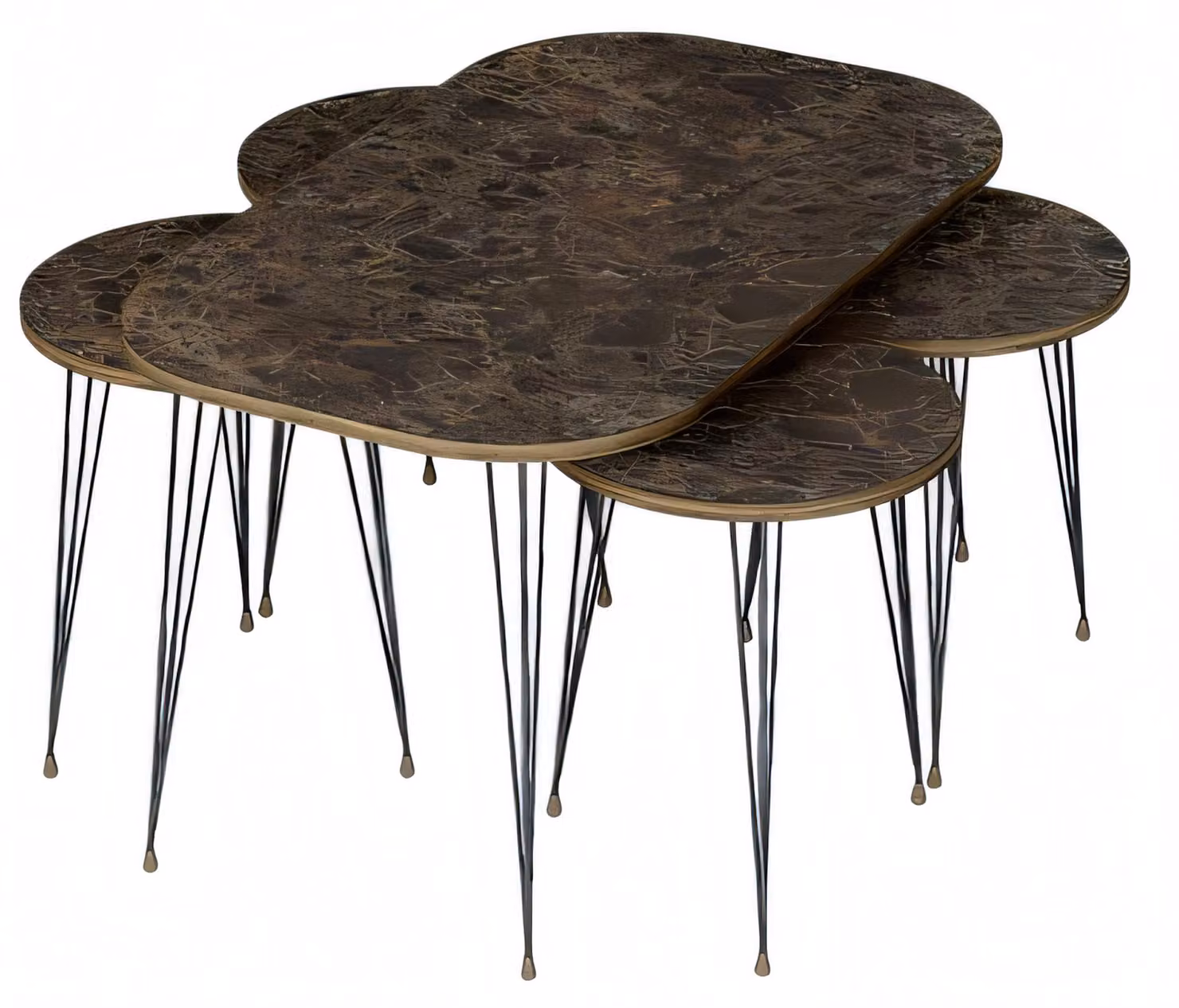 Moderner brauner Couchtisch aus Holz mit stilvollen Beistelltischen