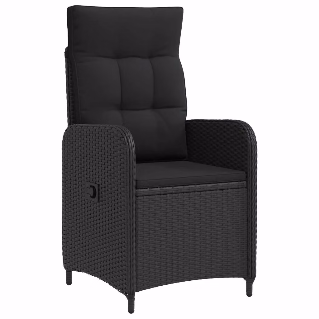 Sedia da giardino moderna in rattan e metallo con braccioli, colore nero – 2