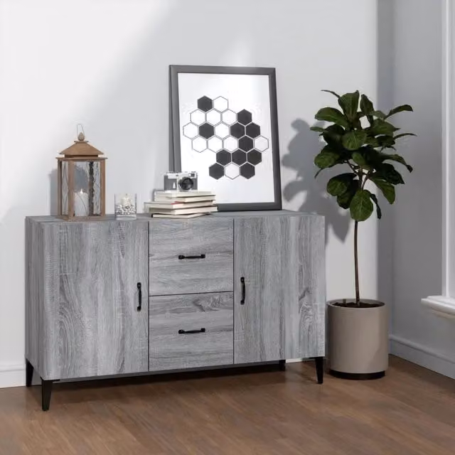 Credenza classica vidaXL in legno e MDF grigio L: 100 cm, P: 36 cm, H: 60 cm