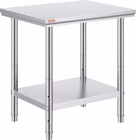 Piano di lavoro per cucina professionale VEVOR in acciaio inox color argento, L/P/H: 60 x 76 x 80 cm