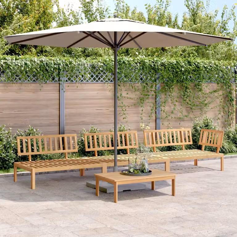 Set Divano da Giardino a L con Tavolino vidaXL in Legno di Acacia Marrone con Cuscini inclusi