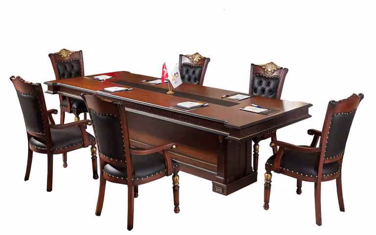 Konferenztisch Büro Tisch Meeting 6x Stühle Besprechungstisch 6 Sessel 7 tlg