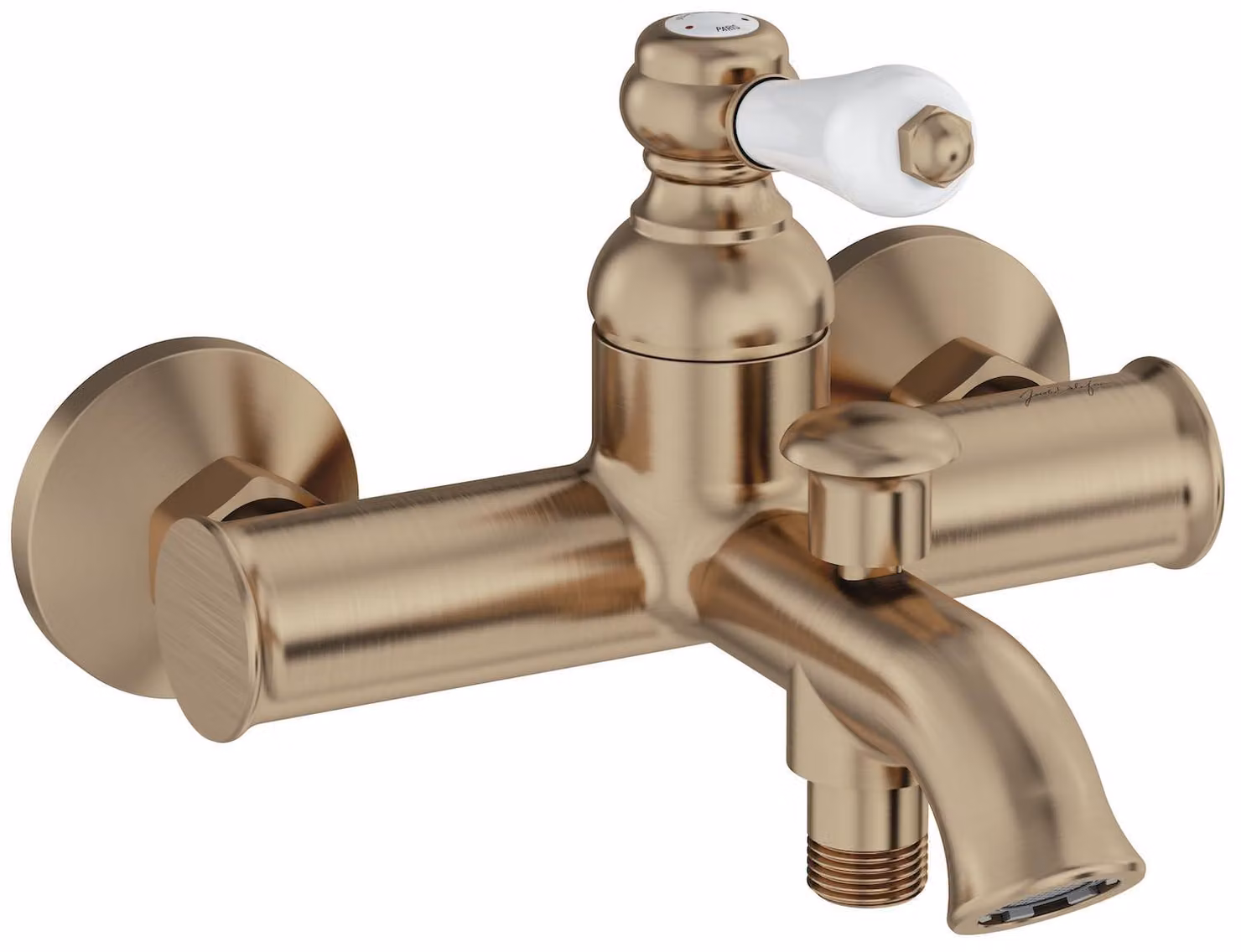 Miscelatore a parete per bagno/doccia, stile retrò, finitura bronzo, maniglia in Vetroceramica, dimensioni 21x14,8x19,5 cm