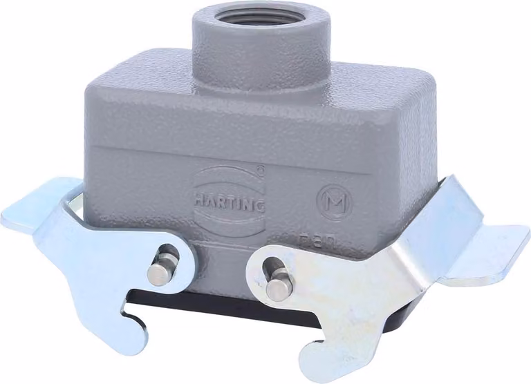 HARTING Han 10B Alloggiamento connettore basso, 1xM20 uscita cavo diritta, con 2 staffe trasversali Vite M20 Area di serraggio