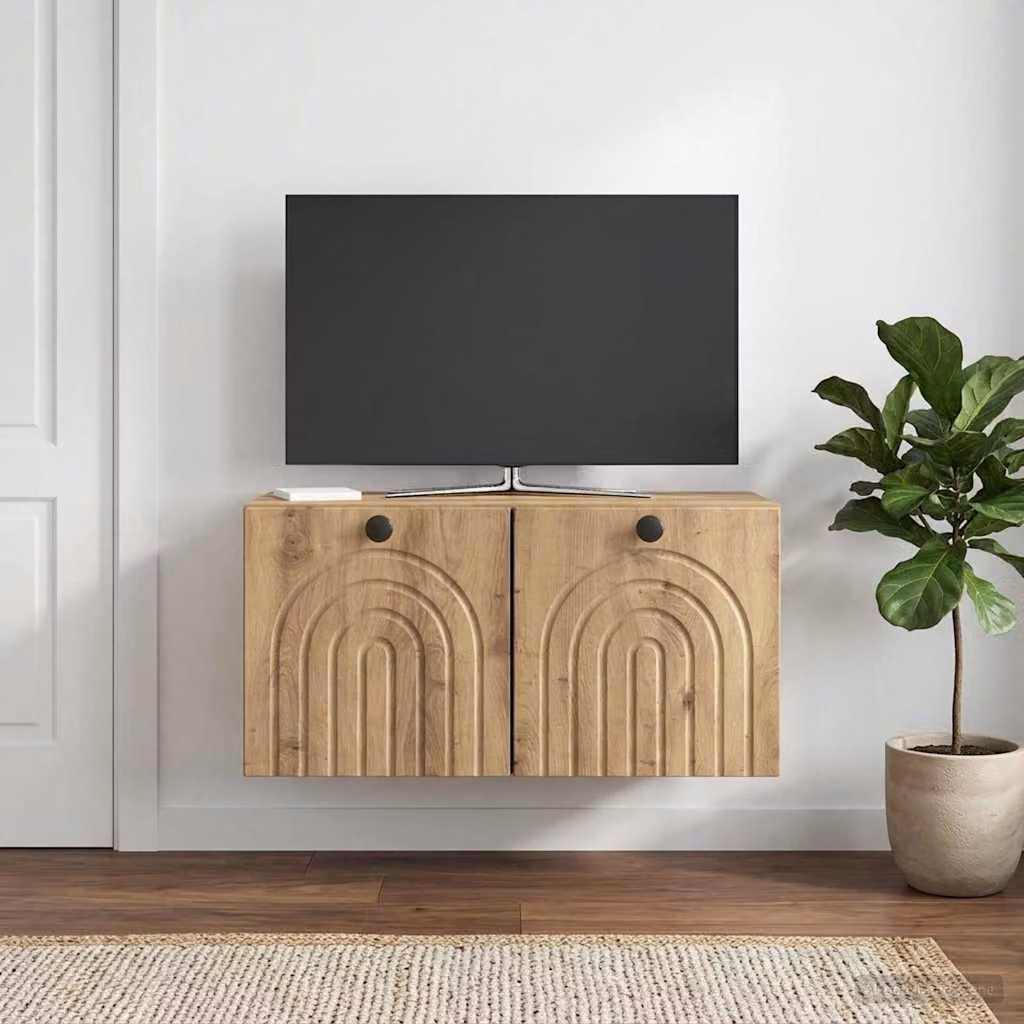 Mobile Porta TV da Muro vidaXL in Legno Marrone con Compartimenti Media L: 59,5 cm, P: 31 cm, H: 30 cm
