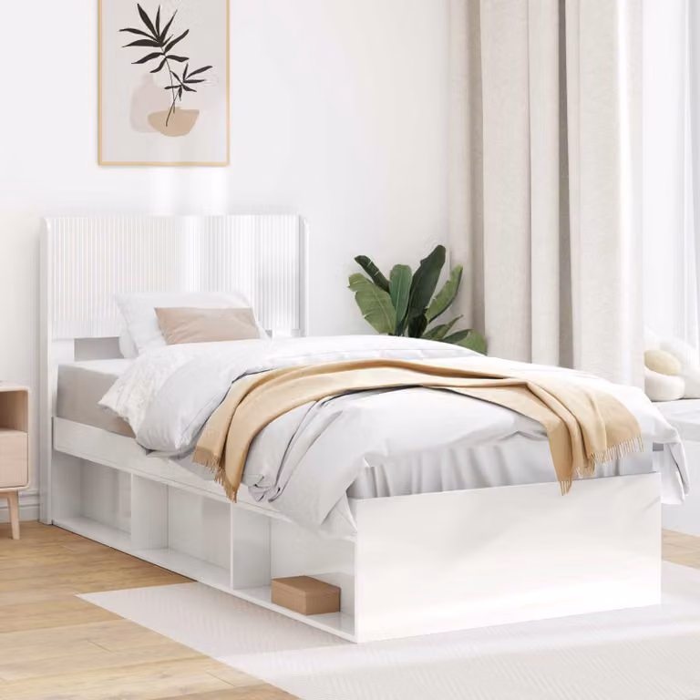 Testiera Letto Moderna vidaXL in Legno MDF Bianco Lucido