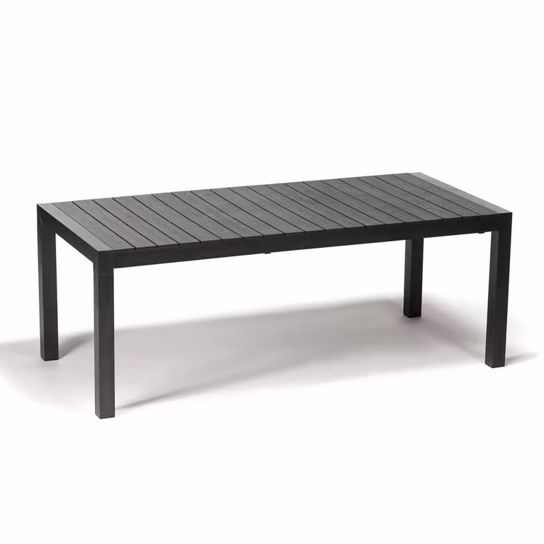 Grande tavolo da pranzo da giardino che può ospitare comodamente fino a 10 persone. Se necessario, il piano del tavolo può essere aperto e il tavolo può essere allungato da 200 a 275 cm.