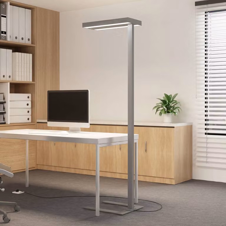 Arcchio LED piantana Logan Ultra, 4.000K, sensore, dimmerabile Ultra Arcchio,, Alluminio / Grigio / Zincato, Studio / Ufficio, Alluminio, Moderno