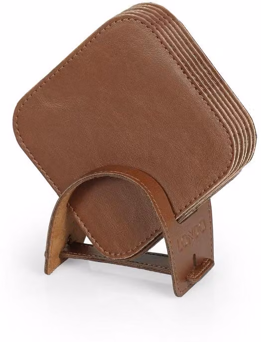 Sottobicchieri in pelle (set da 6) – sottobicchieri eleganti e resistenti con superficie liscia