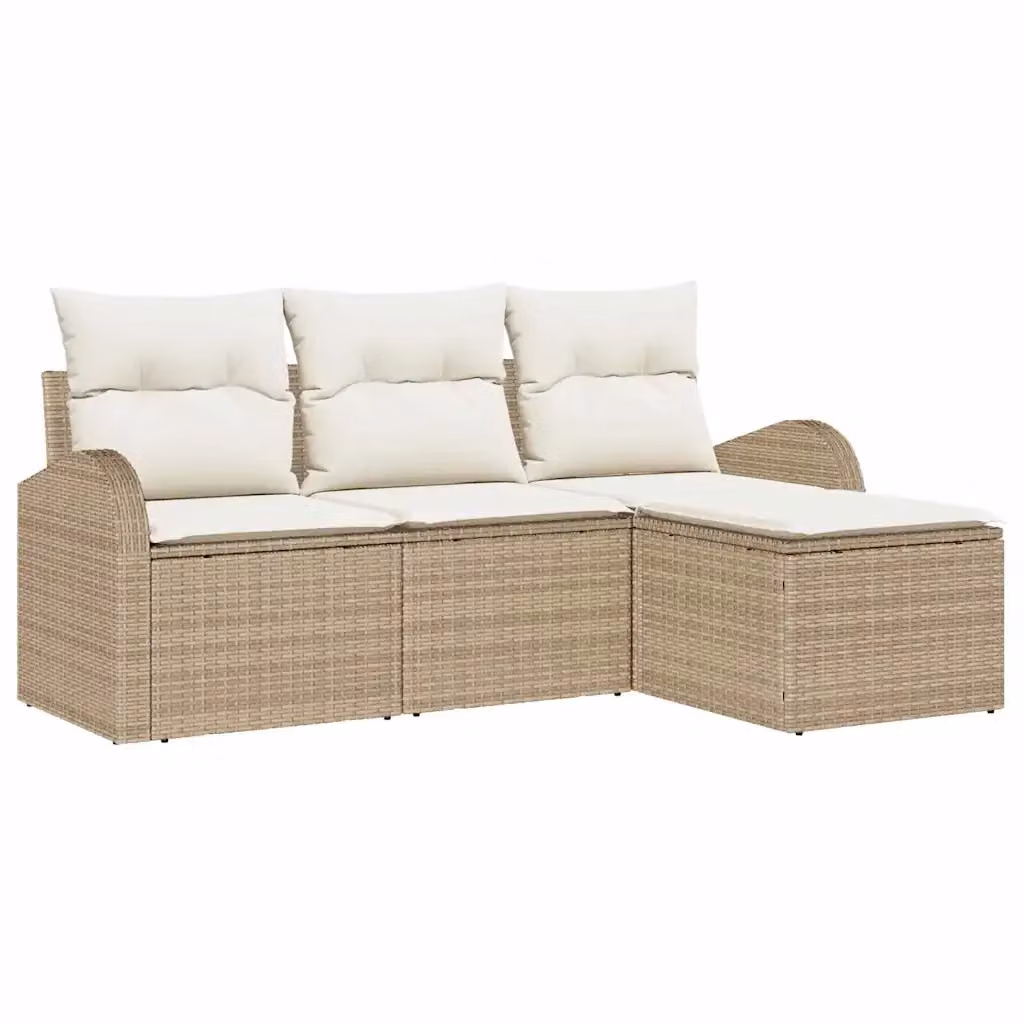Set Divano da Giardino a L con Poltroncina vidaXL in Polyrattan Beige con Cuscini e Coperture Rimovibili – 2