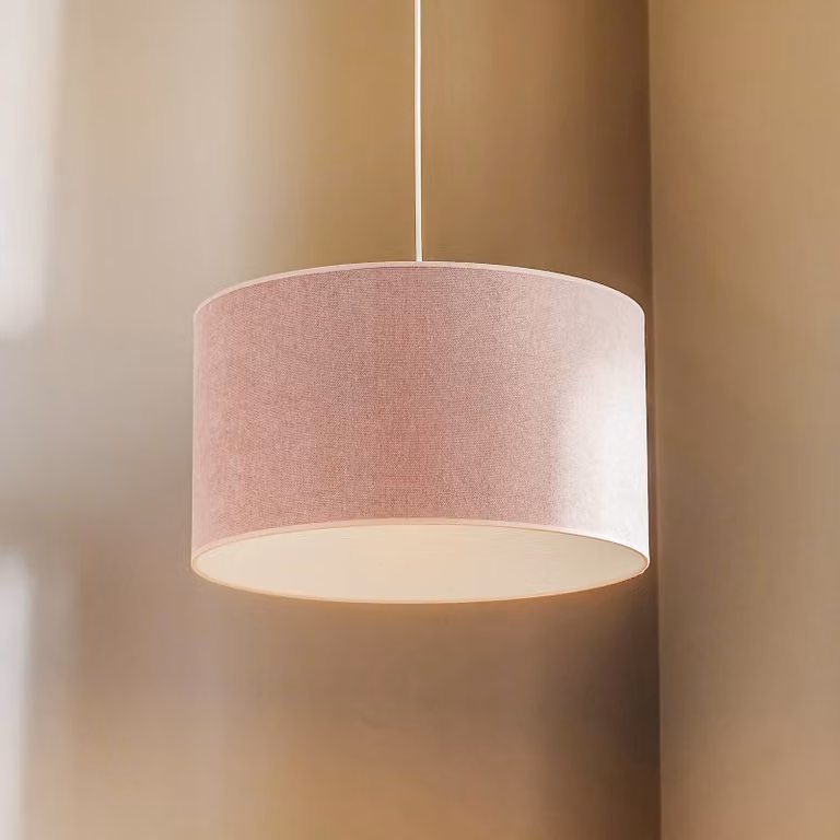 Lampada a sospensione Pastell Roller Duolla, dimmerabile, Violetto / Fucsia / Rosa, Soggiorno / Sala da pranzo, Tessuto / Stoffa / Seta, Giovanile, Lampada a sospensione