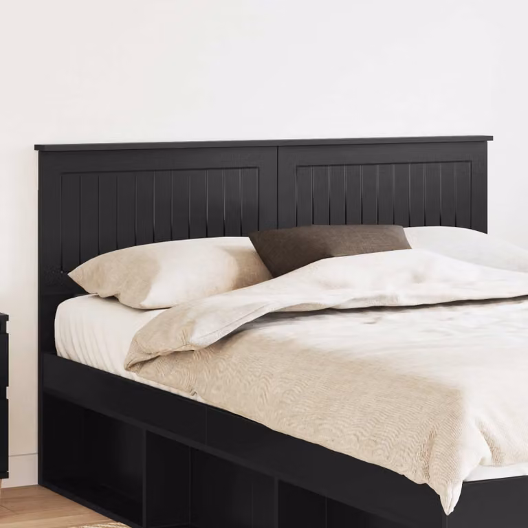 Testiera per letto moderna vidaXL in legno ingegnerizzato nero con scomparti laterali L: 143 cm, H: 90 cm, P: 7 cm