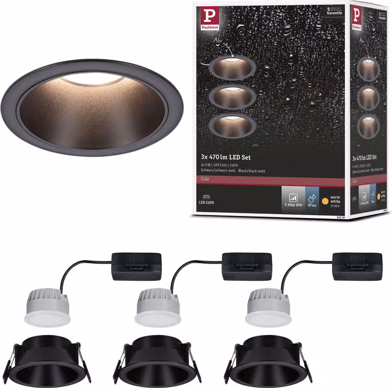 Paulmann Luce da incasso LED Cole set da 3